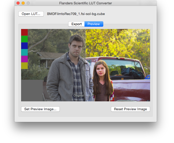 LUT preview window